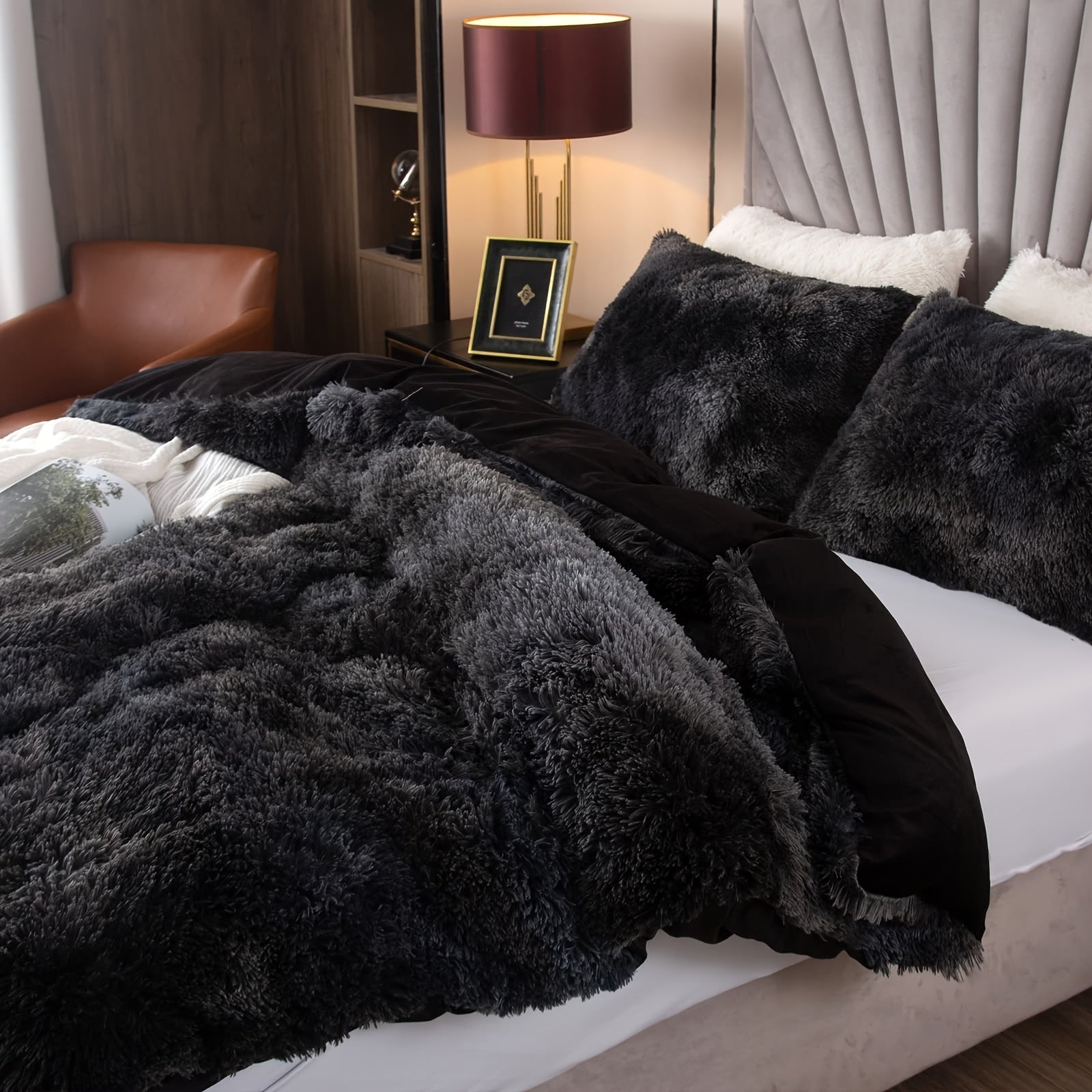 {2/3pcs} Plush Shaggy Fluffy Duvet Cover Set