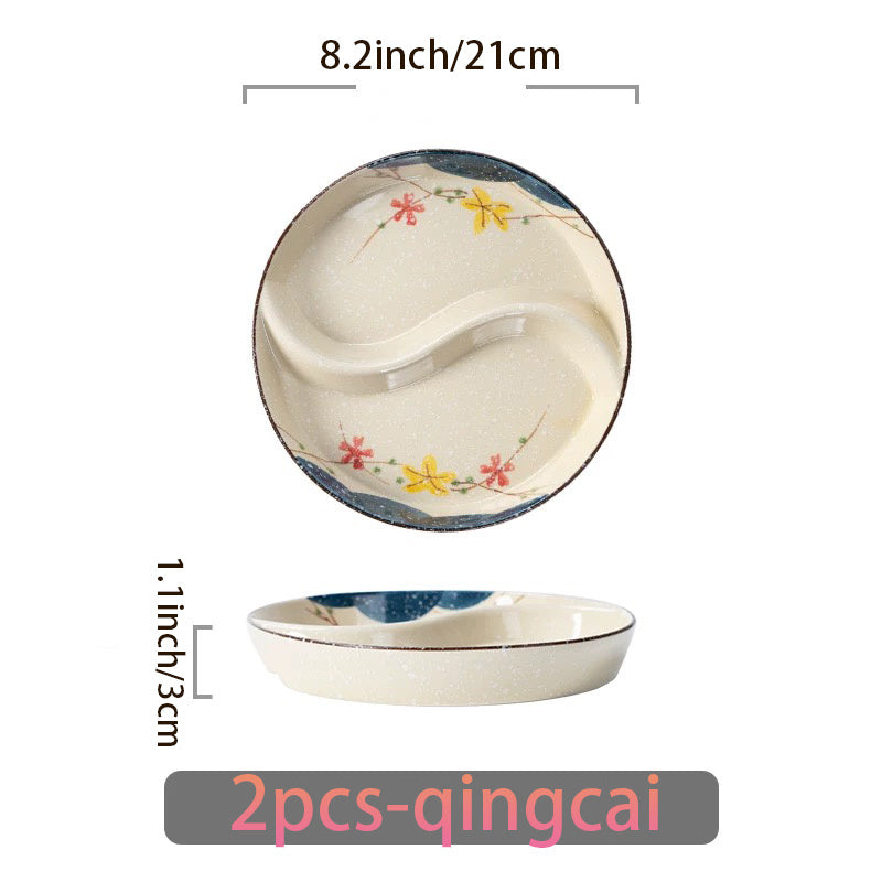 2 Under-glaze Ceramic Compartment Plates