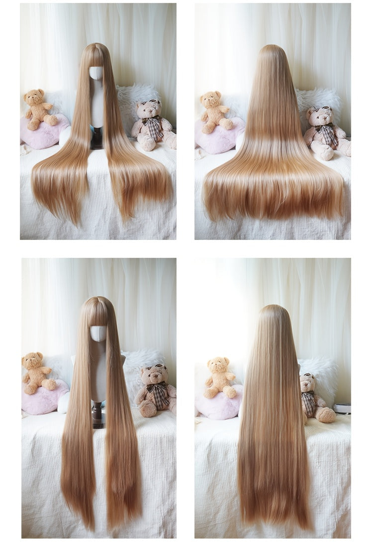 48-Inch Long Straight Wig with Bangs