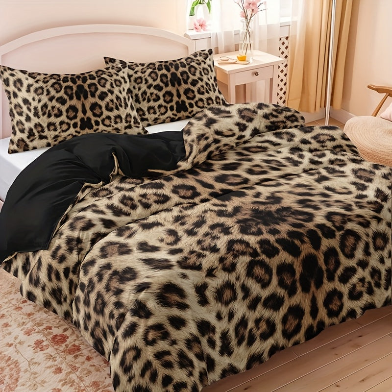 {3pcs} Leopard Print Duvet Cover Set