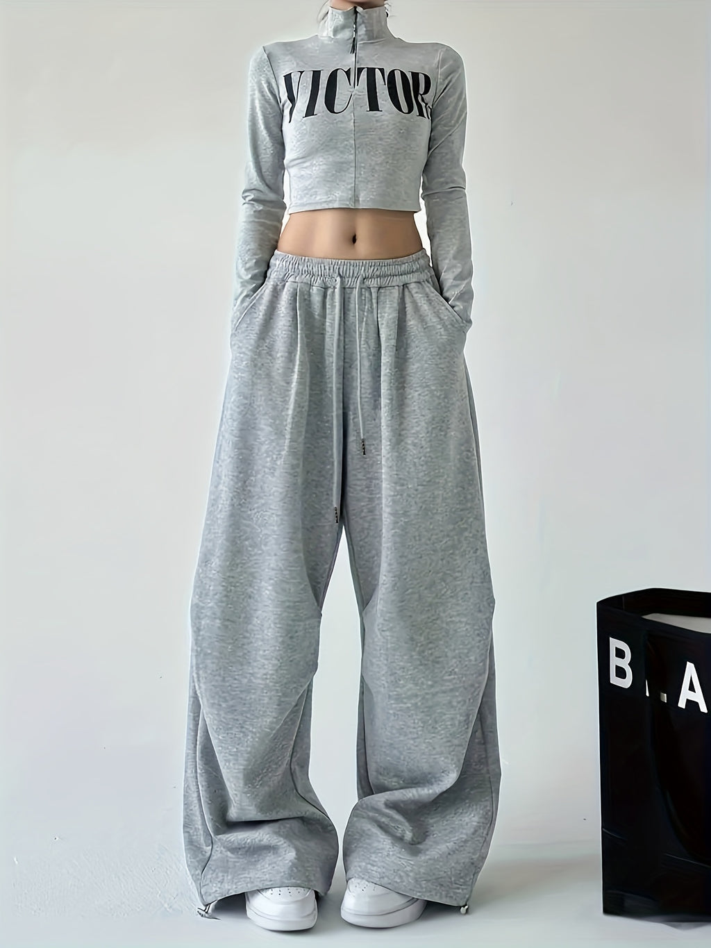 High-Waisted Wide-Leg Joggers