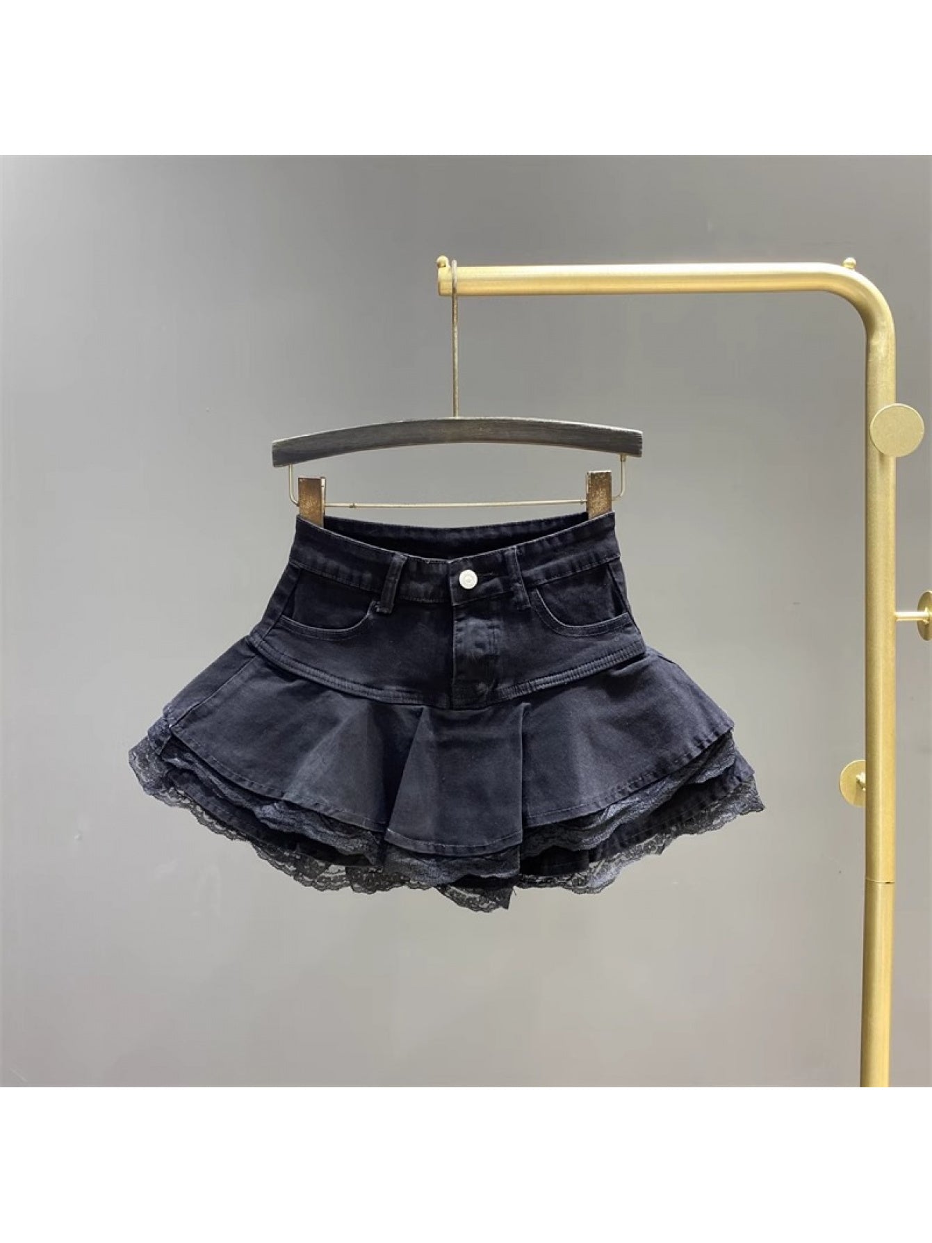 Lace Ruffle Trim Mini Skirt