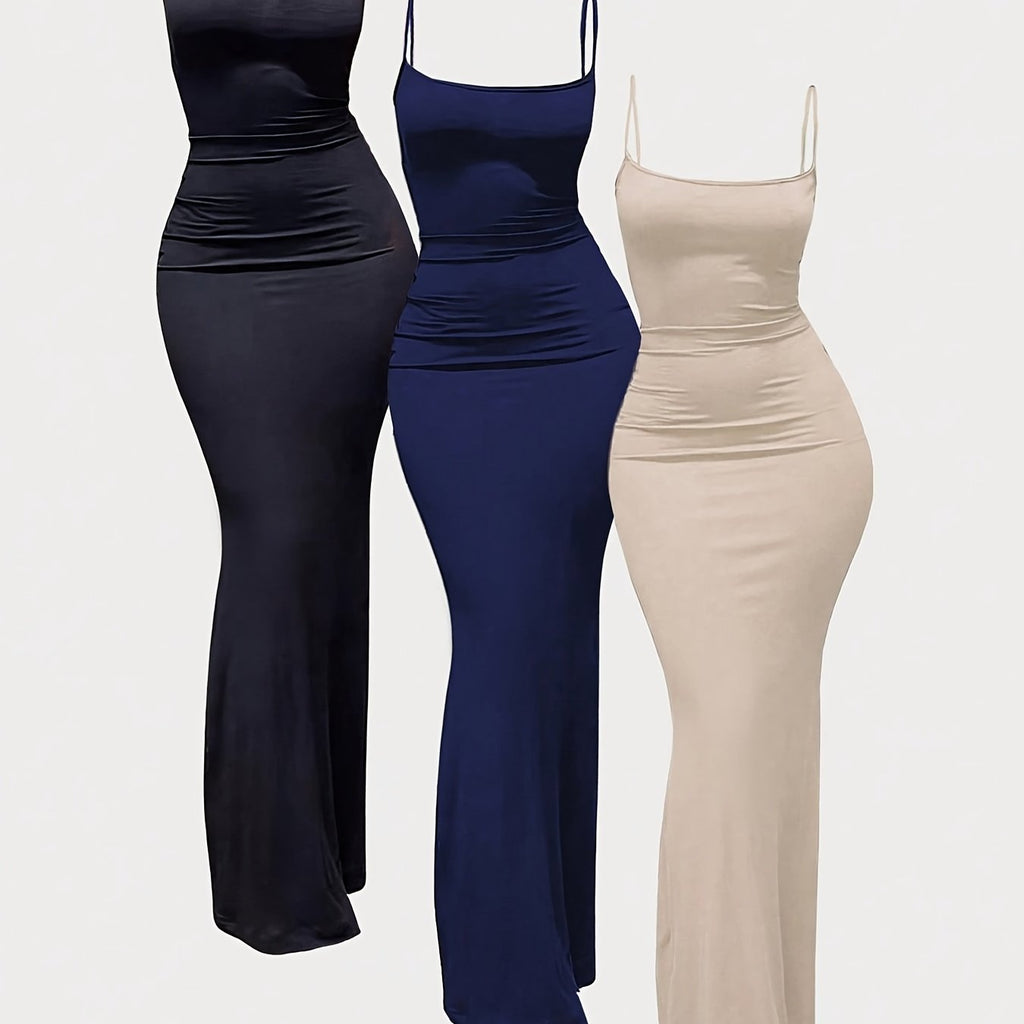 {3pcs} Spaghetti Suspender Dress Set