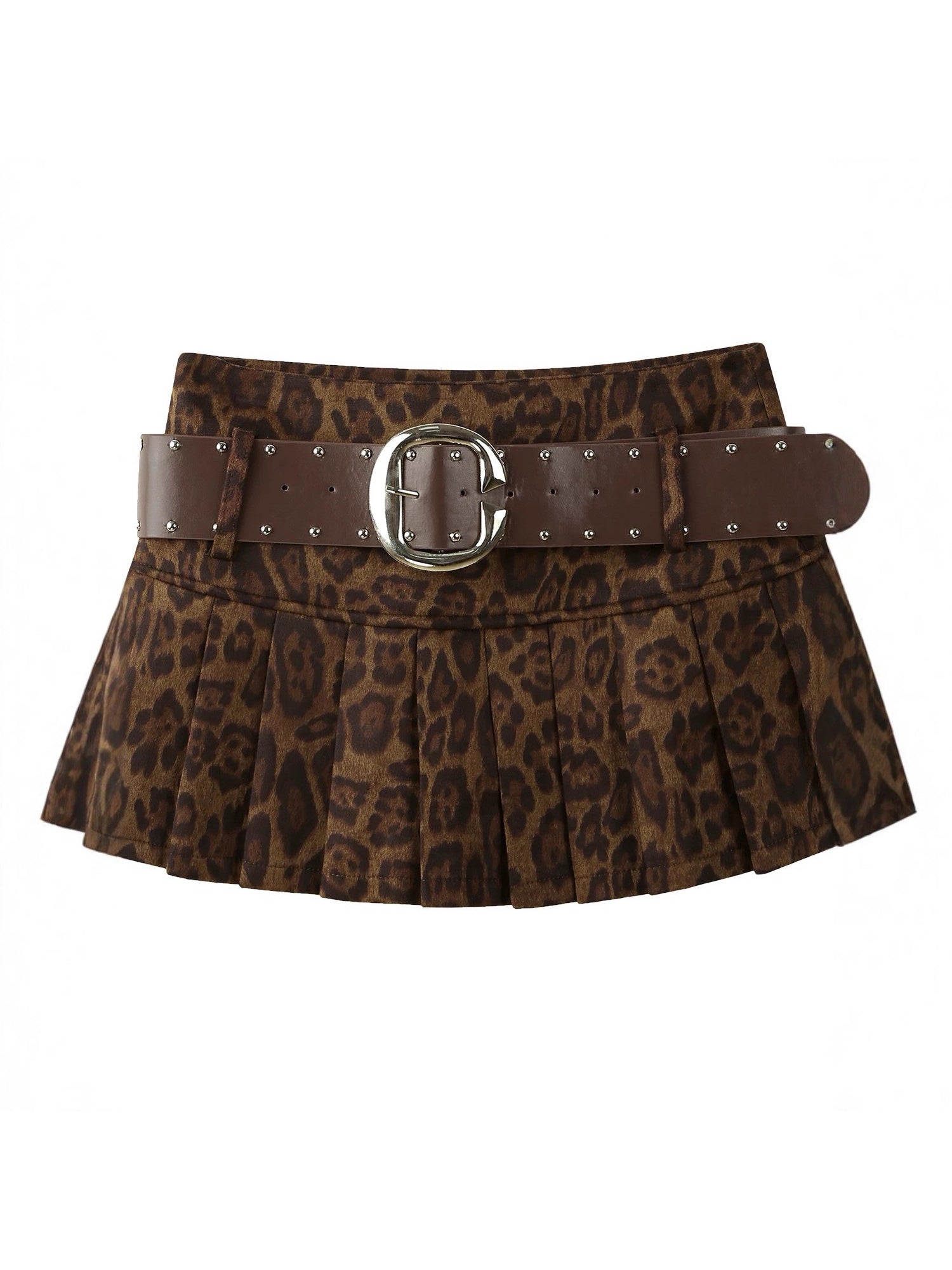 Leopard Print Pleated Skirt