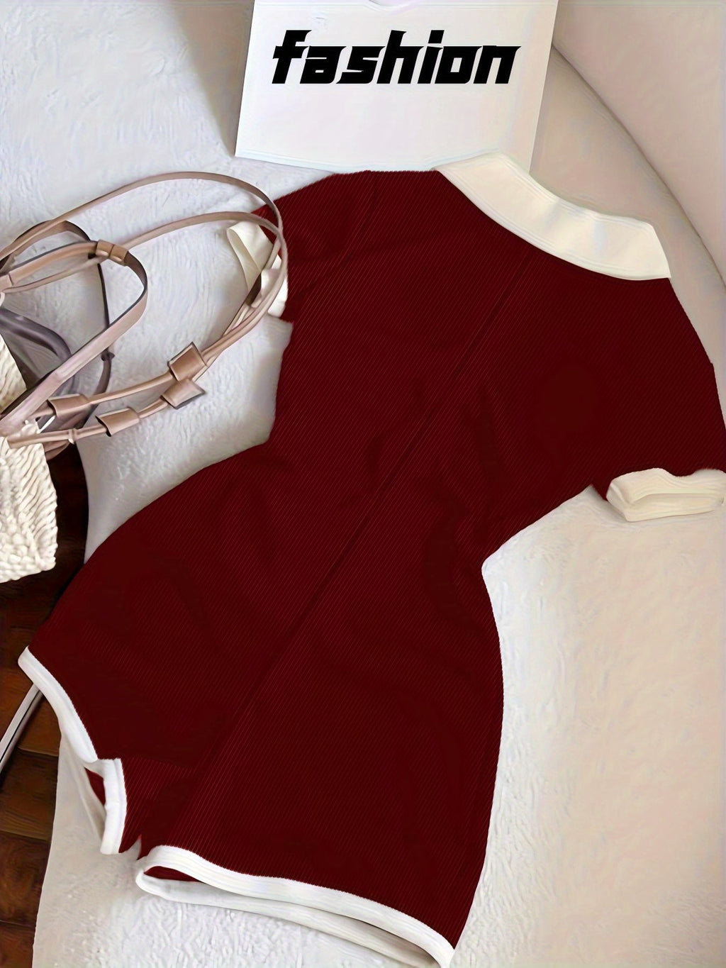 Black & White Contrast Collar Jumpsuit