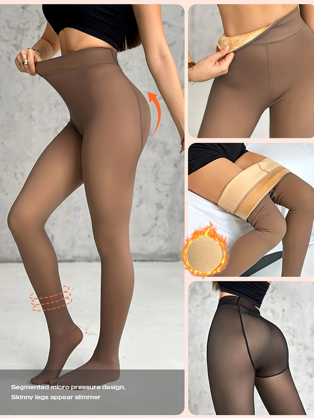 {2pcs} - Anti-Slip, Scratch-Resistant, Fleece-Lined Warm Base Layer Tights