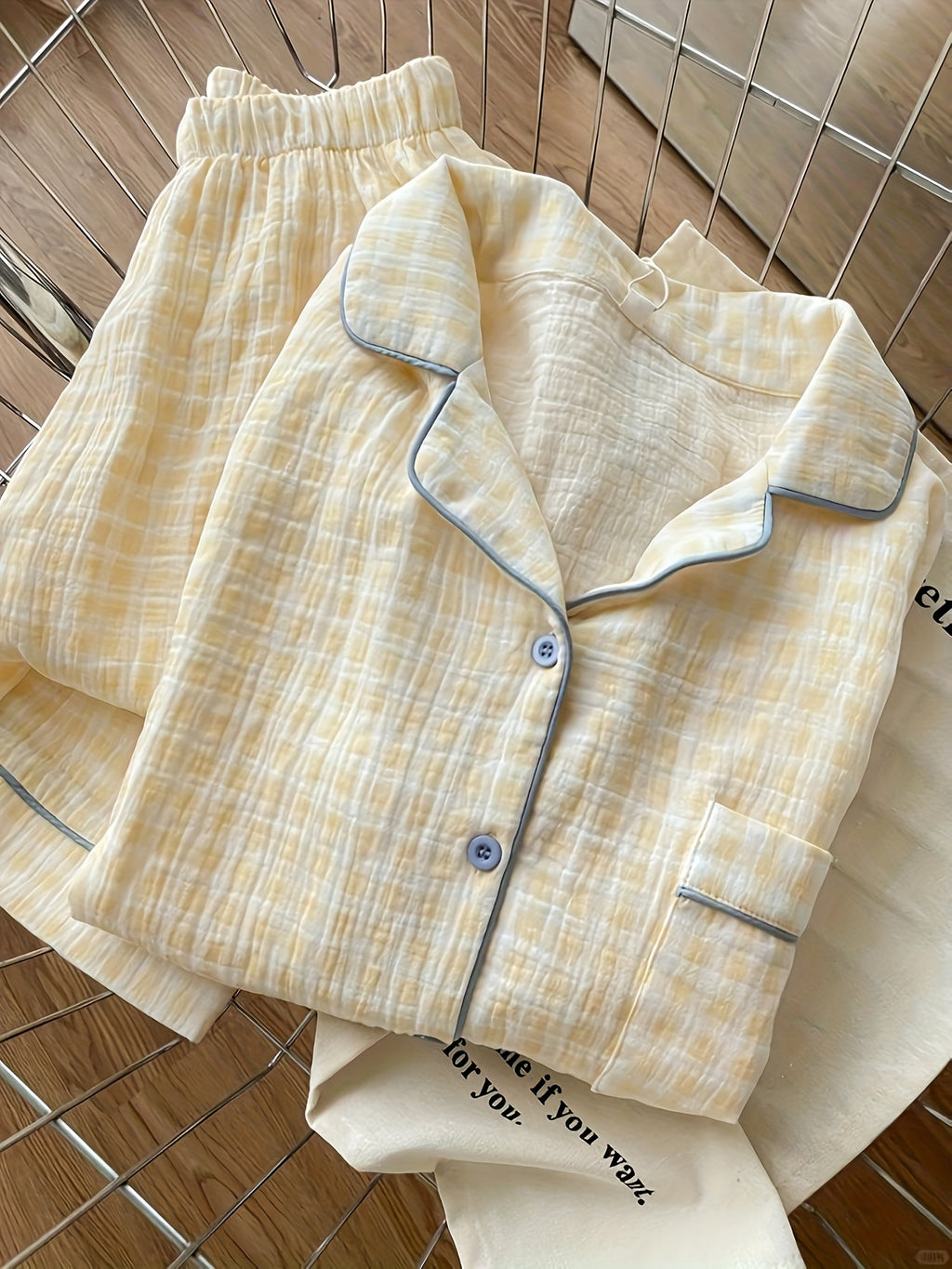 Yellow Checkered Cloud Sleepwear