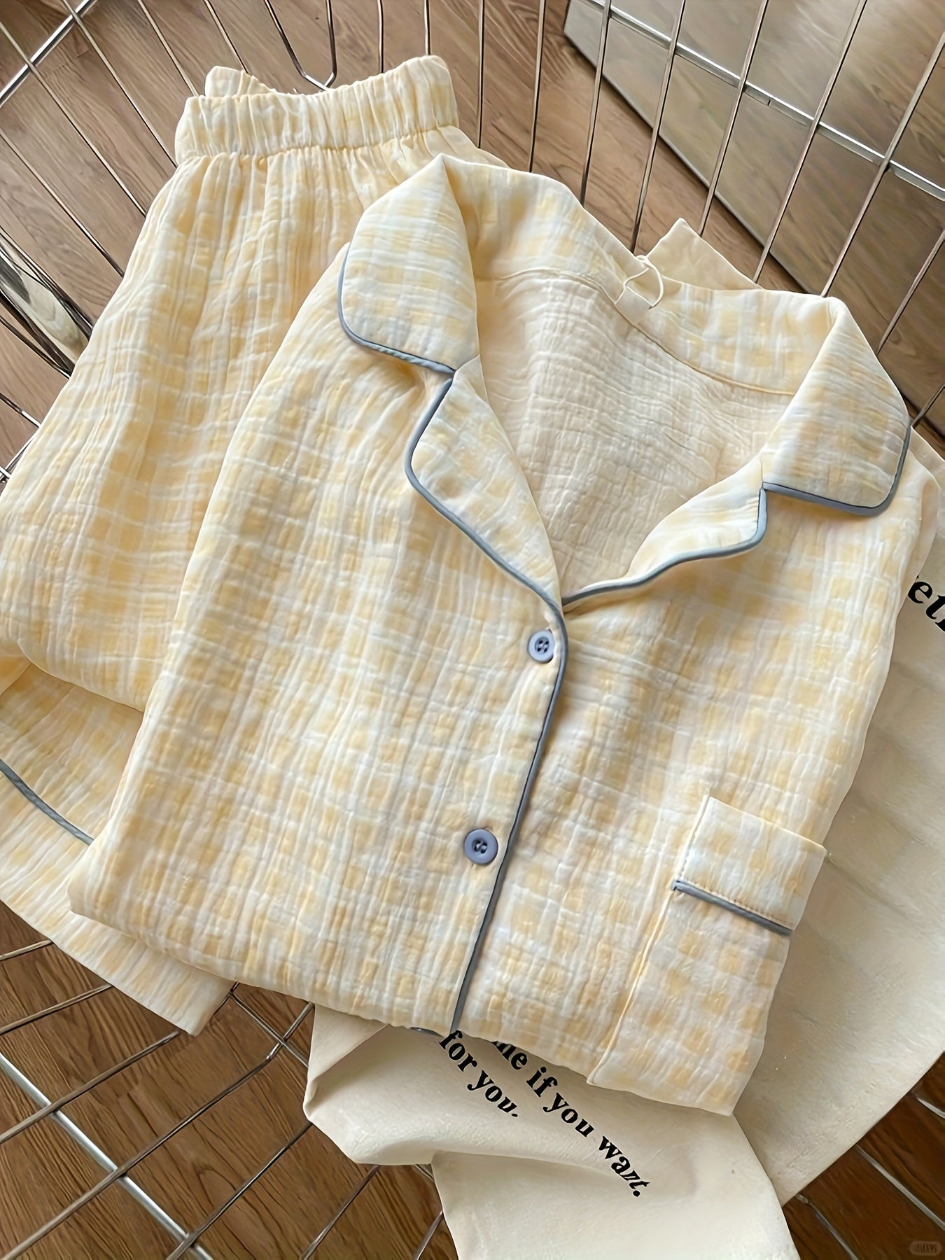 Yellow Checkered Cloud Sleepwear