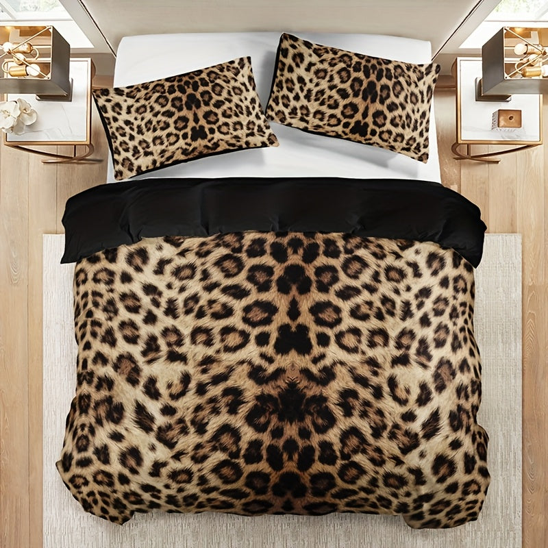 {3pcs} Leopard Print Duvet Cover Set