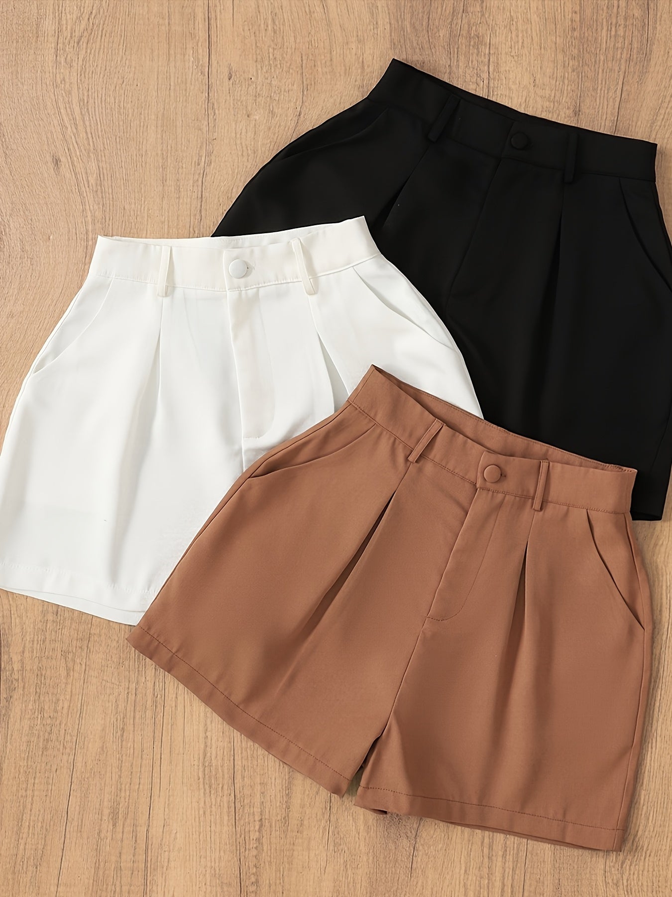 Outing Casual High-Waist Shorts Set of Three, Perfect for Outdoor