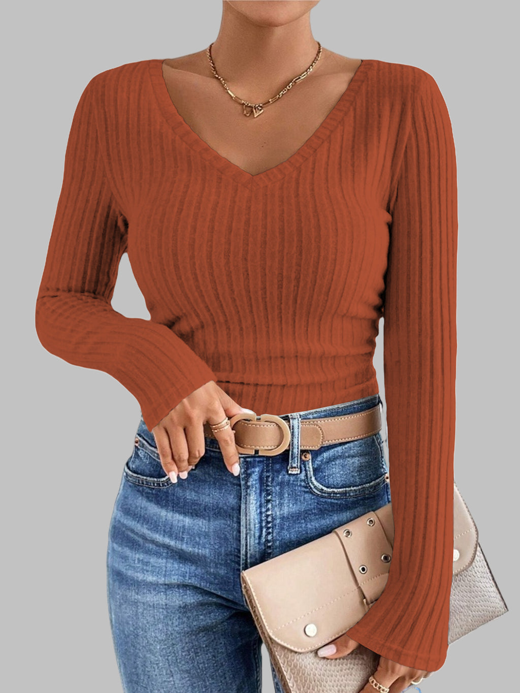 Oversized V-Neck Sweater Set