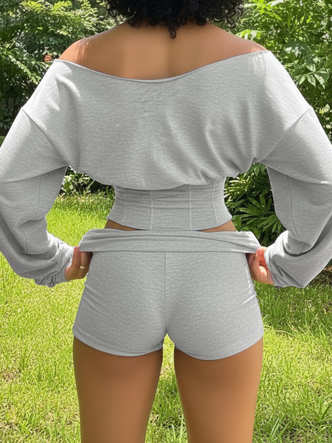 Off Shoulder Long Sleeve Set