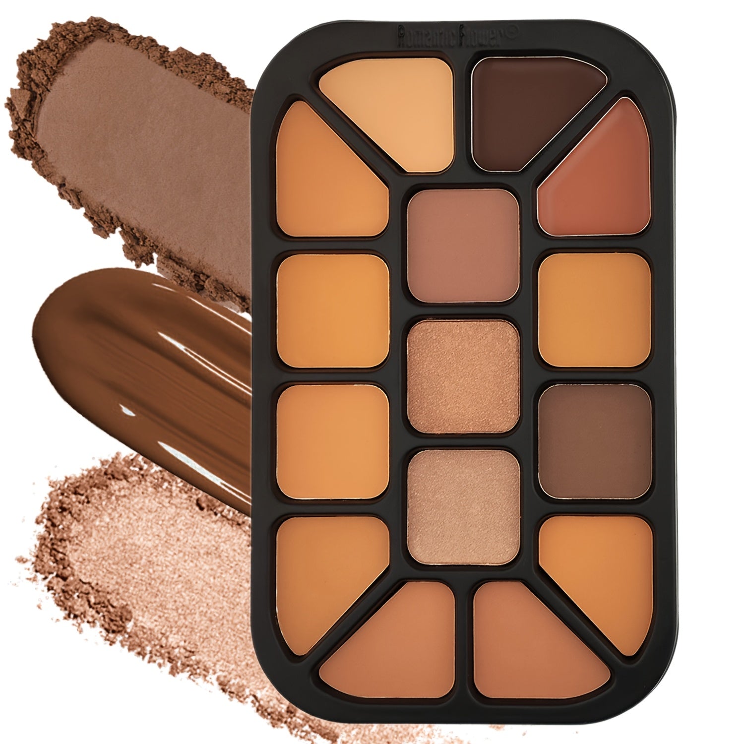 15-Color Contour Makeup Palette with 11 Shades Powder, 2 Shades Highlighter & 2 Shades Concealer Cream - Matte Waterproof 3-in-1 Foundation Palette for All Light Beige Types, Medium Coverage, Soft Powder Formula