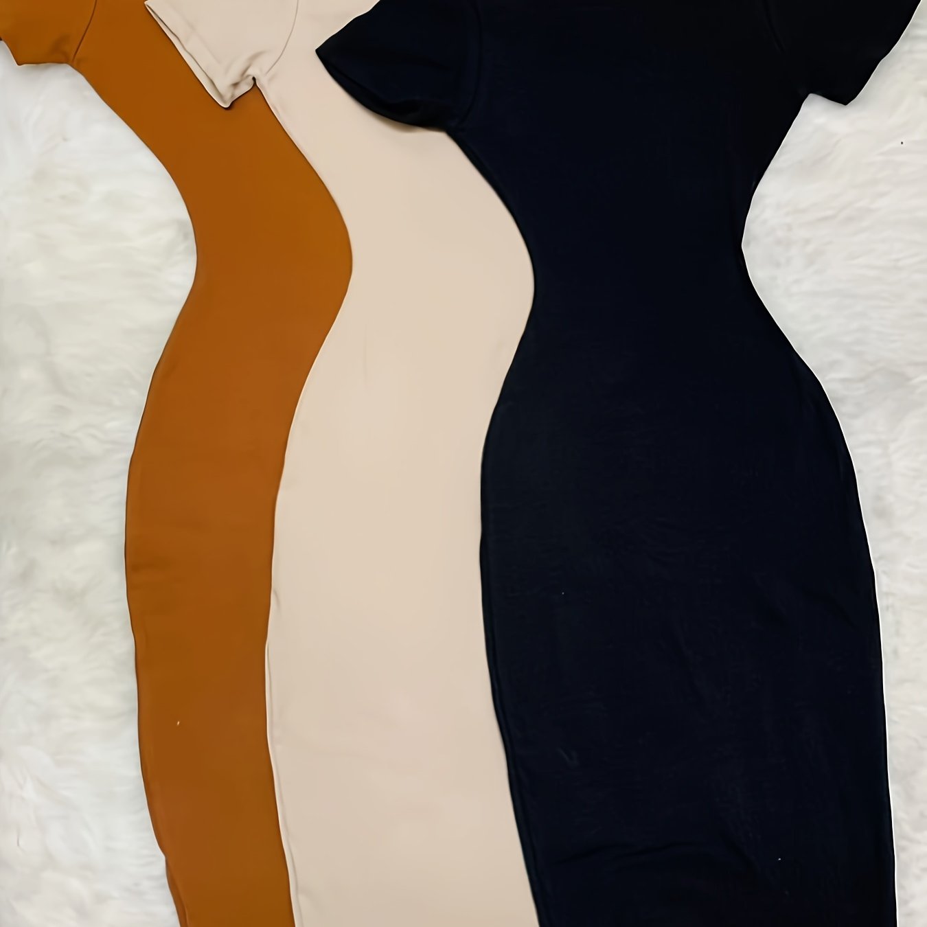 [3pcs} Long Dress Set with Short Sleeves