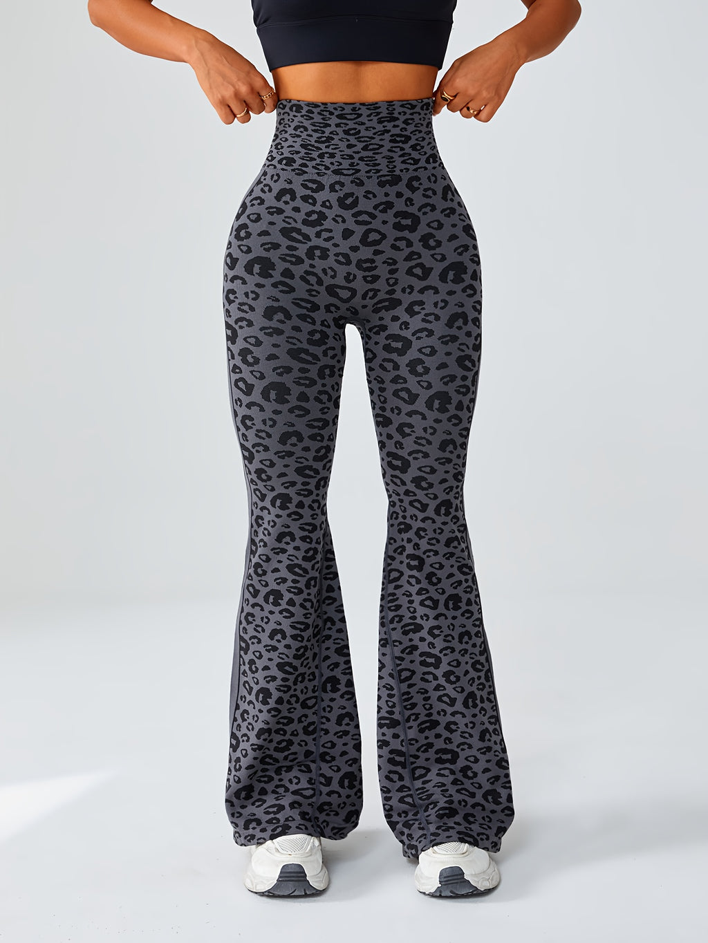 Seamless Leopard Print Flared Pants