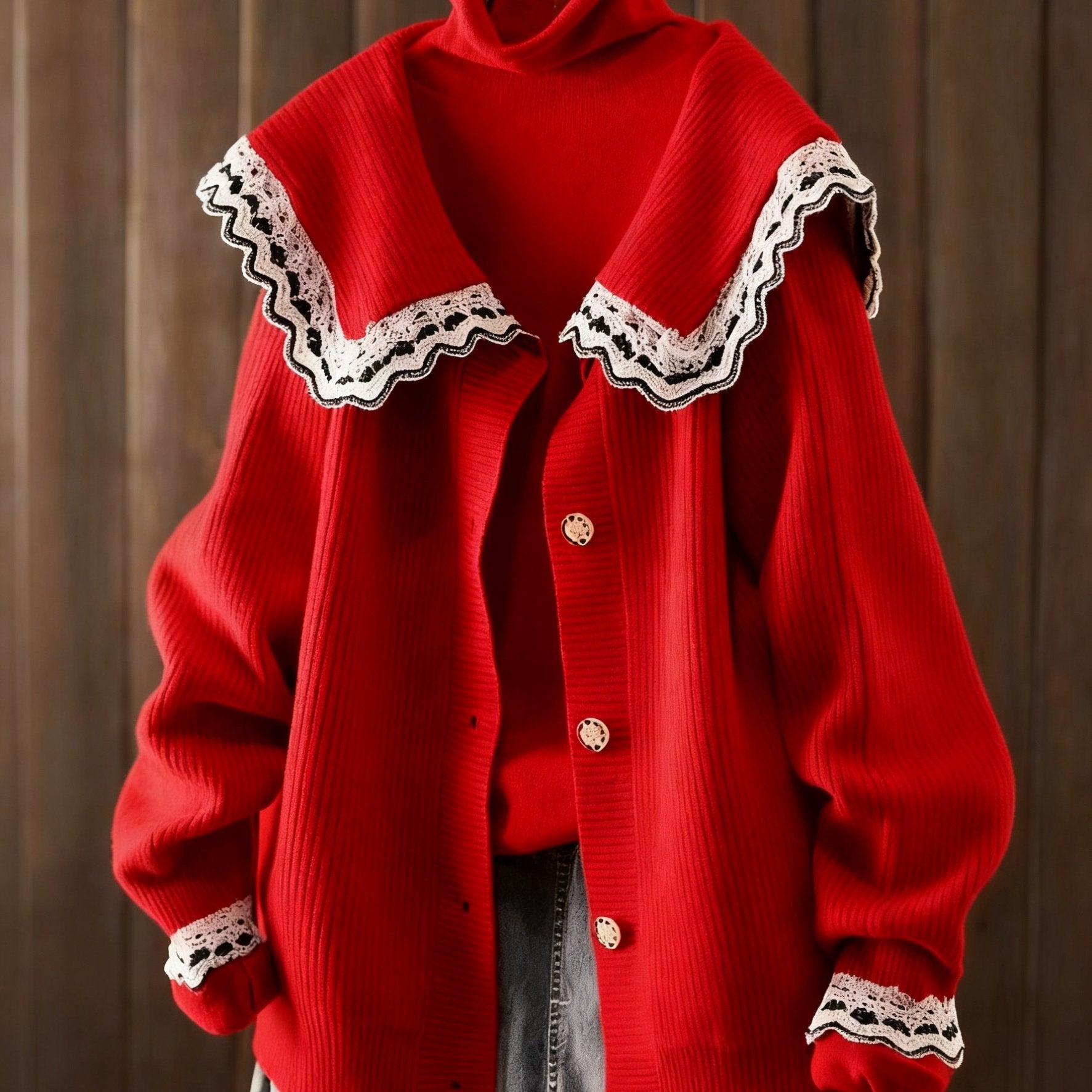 Contrast Lace Sweater