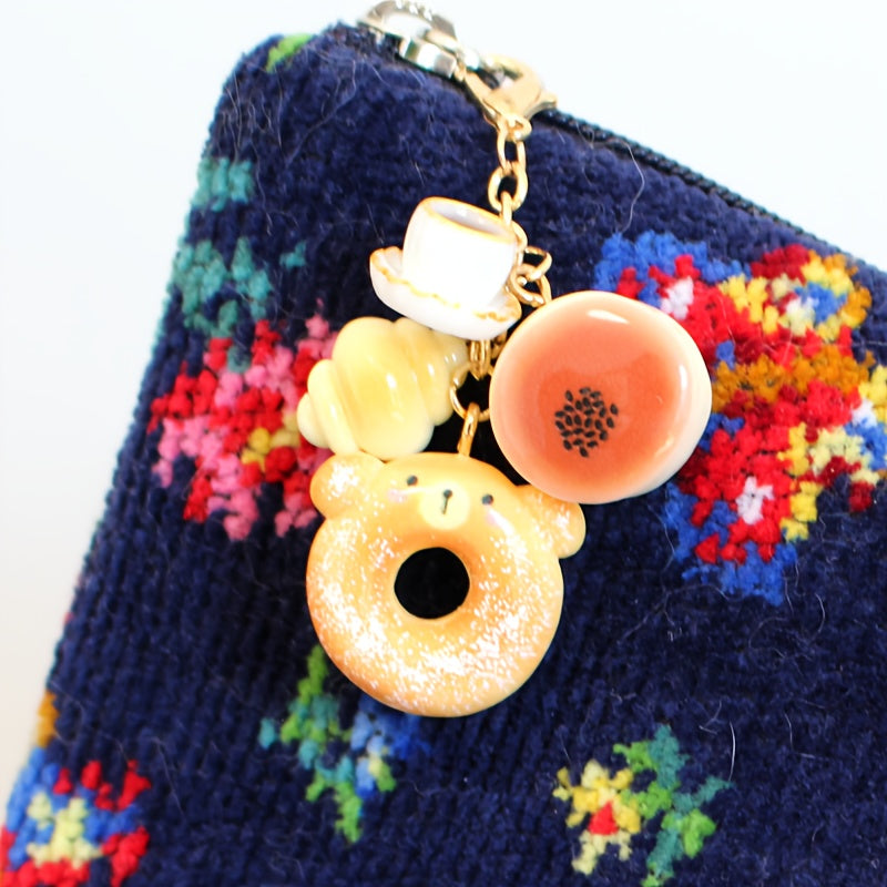 Charming Handmade Bear & Donut Keychain