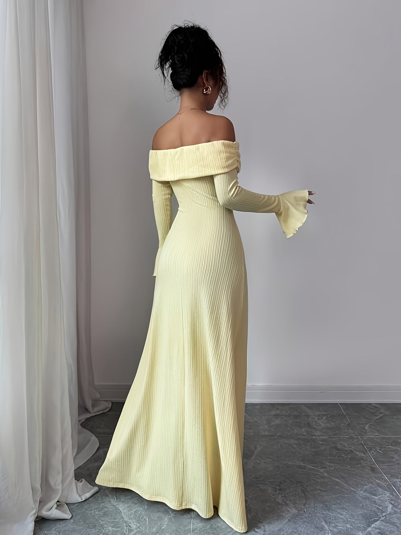 Elegant Off-the-Shoulder/One-Shoulder Long Sleeve Dress