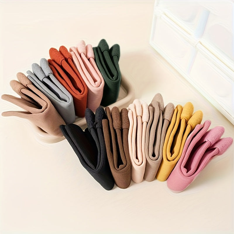 11 Pairs Women's Split-Toe Mid-Calf Socks with Thumb & Two-Toe Design - Warm Winter Thermal Crew Socks, Vibrant Solid Color, Machine Washable for Casual & Formal Outfits, Stylish Cold Feet, Slouchy Sock Style