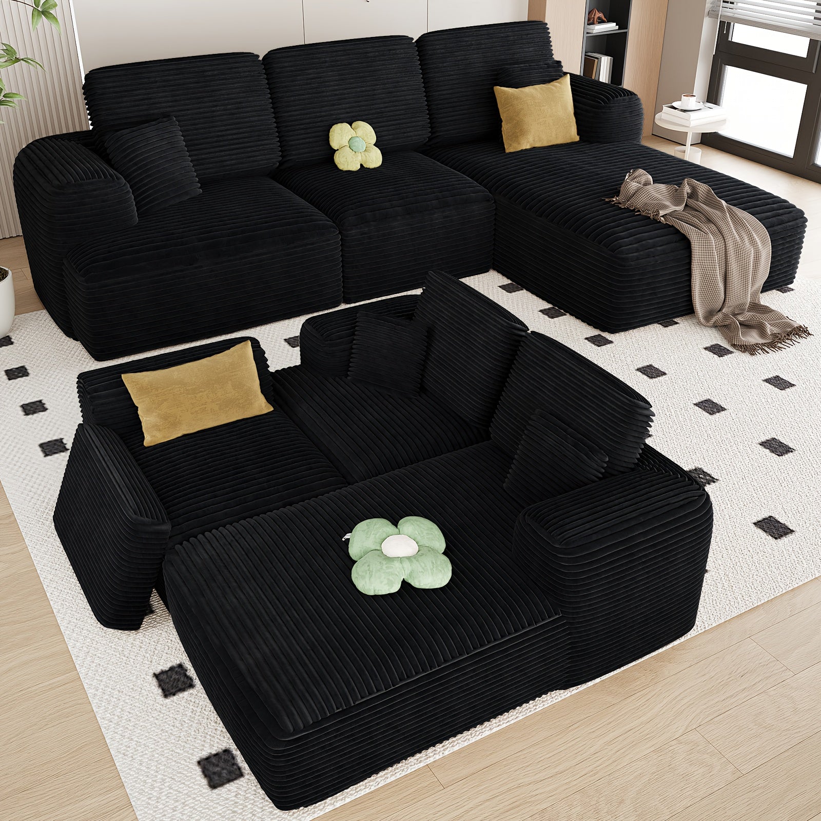 106 Inch Modular Segmented Sofa, L-shaped Leisure Combination Sofa