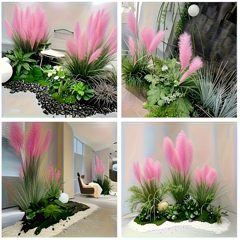 5-heads Super Healing Artificial Large Plaster Fox Grass Plant - 35 inches Tall