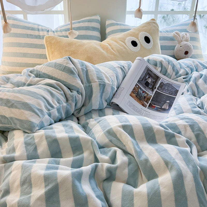 Milk Fleece Striped Duvet Cover