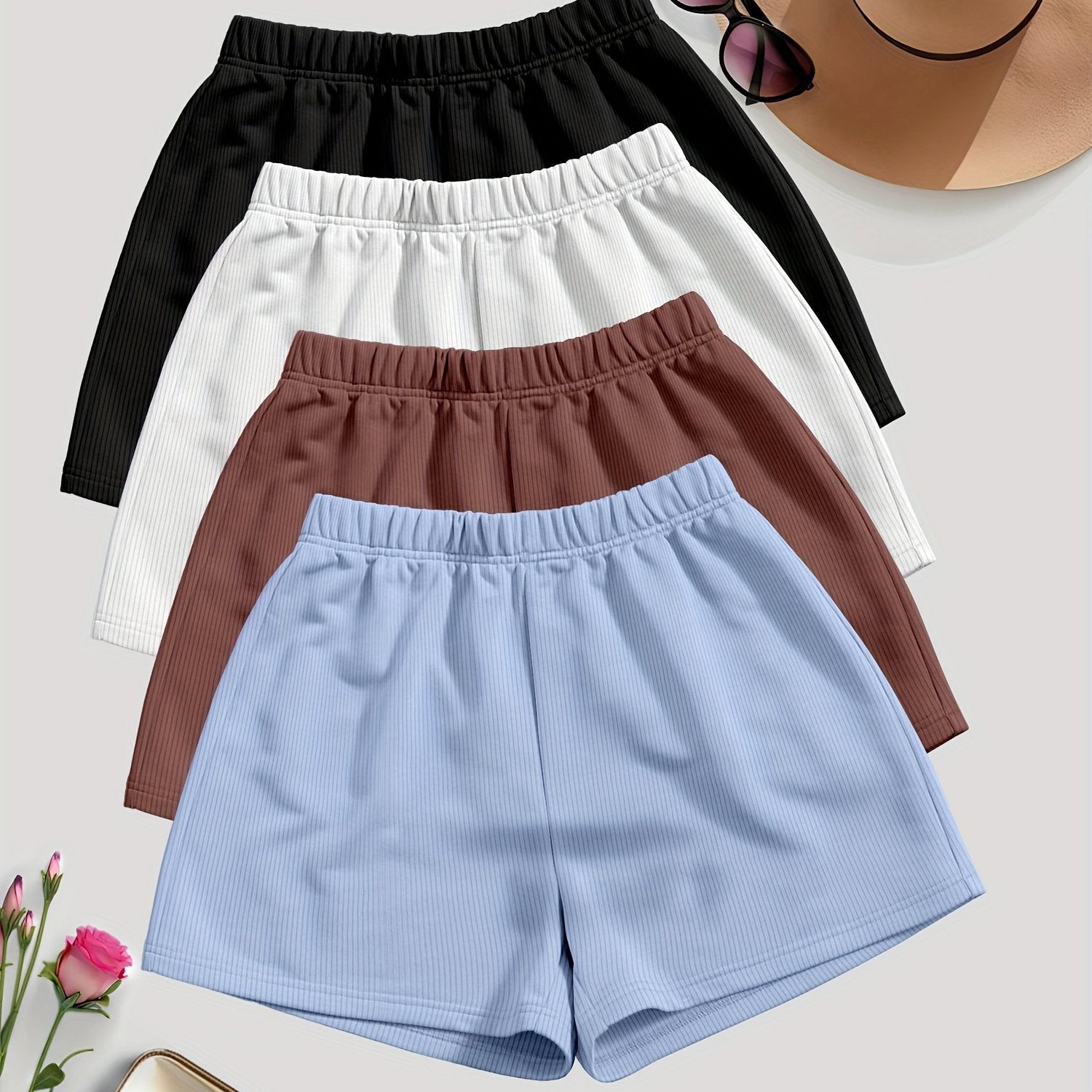 Solid Color Casual Shorts {4pcs}