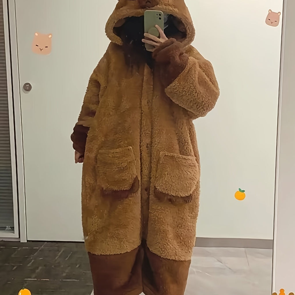 Capybara Long-Sleeved Plush Dress Robe