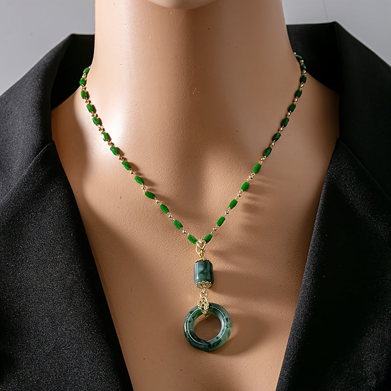 Elegant Artificial Jade Pendant Necklace