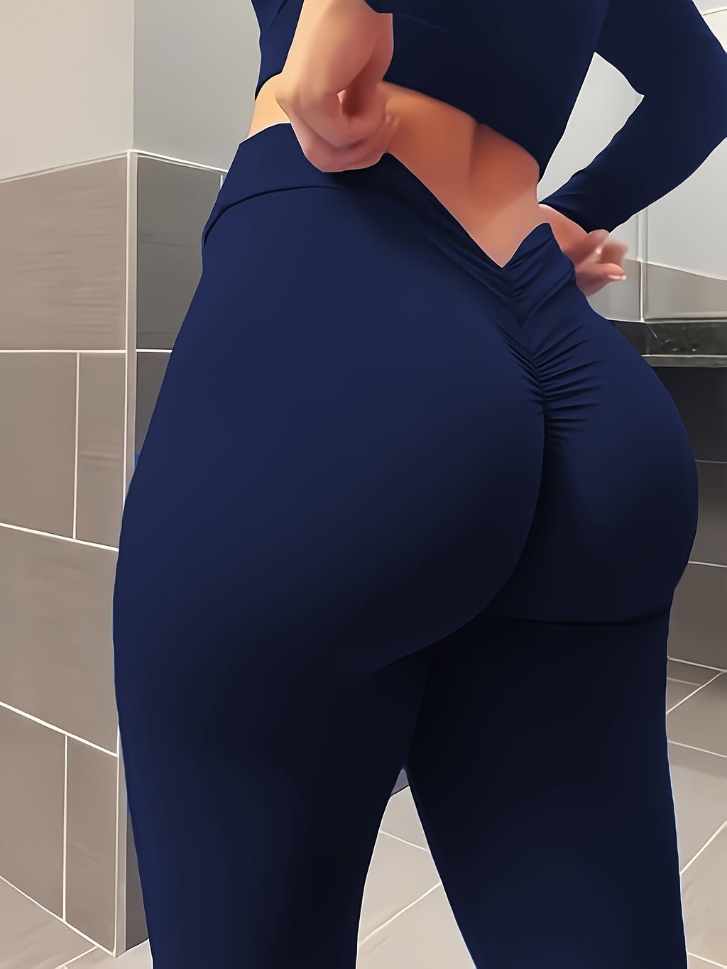 Women's High-Waist V-Cut Yoga Leggings - Stretchy, Butt-Lifting, Non-See-Through Fitness Pants for All Seasons, Brown, Yoga Pants