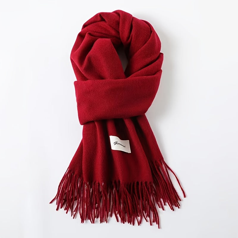 Solid Color Tassel Scarf