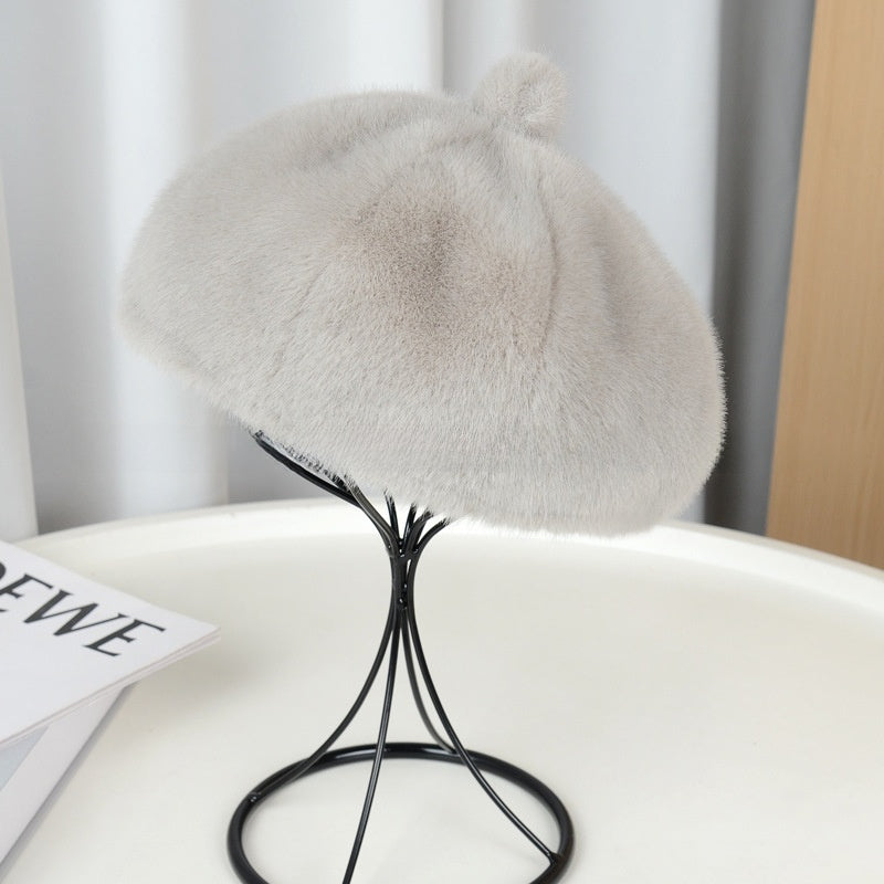 Fur-like Beret Hat