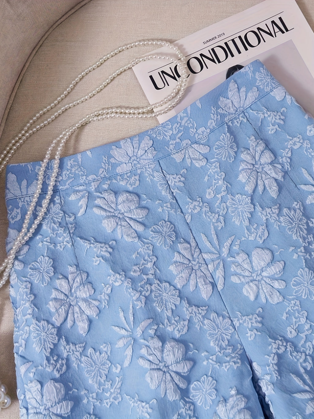 White Floral Print Shorts