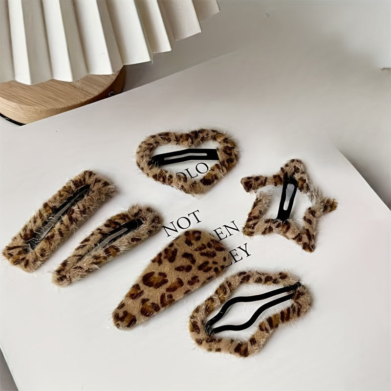 6pcs/7pcs/12pcs Mixed Set Vintage Leopard Print Hairband and Claw Clips