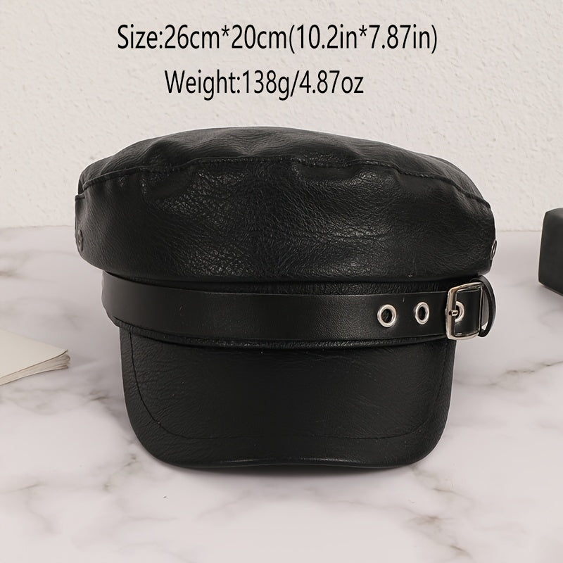 PU Leather News Cap