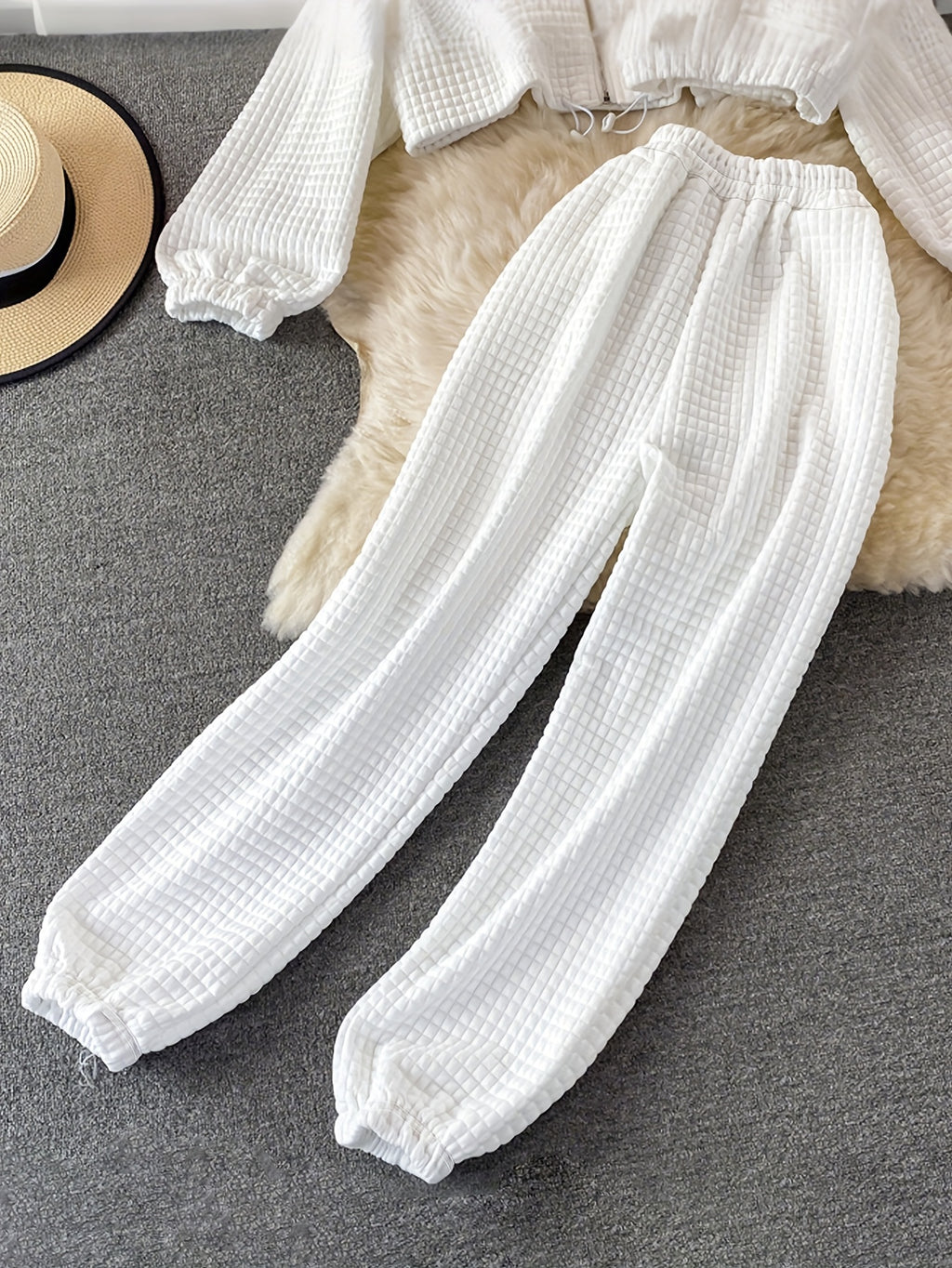 Tank Top Hoodie with Zipper and Loose Drawstring Pants