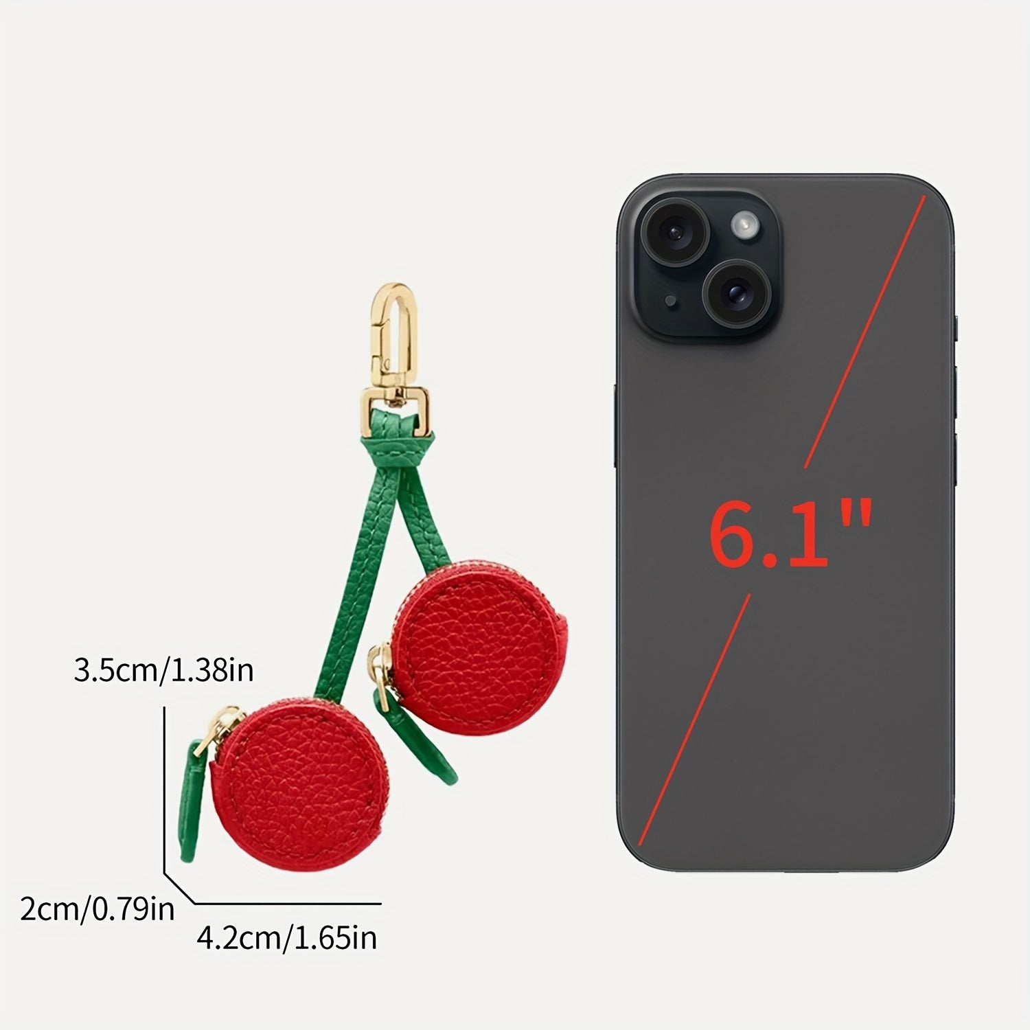 Cherry-Themed Airtag Pendant with Zipper Closure, Coin Storage, Mini Cherry Design
