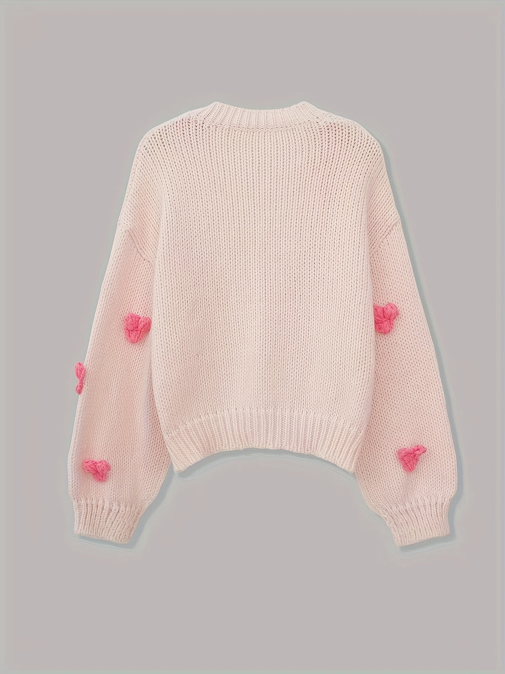 French-Inspired Heart-Decor Cardigan