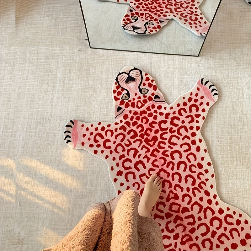 Plush Leopard Print Area Mat