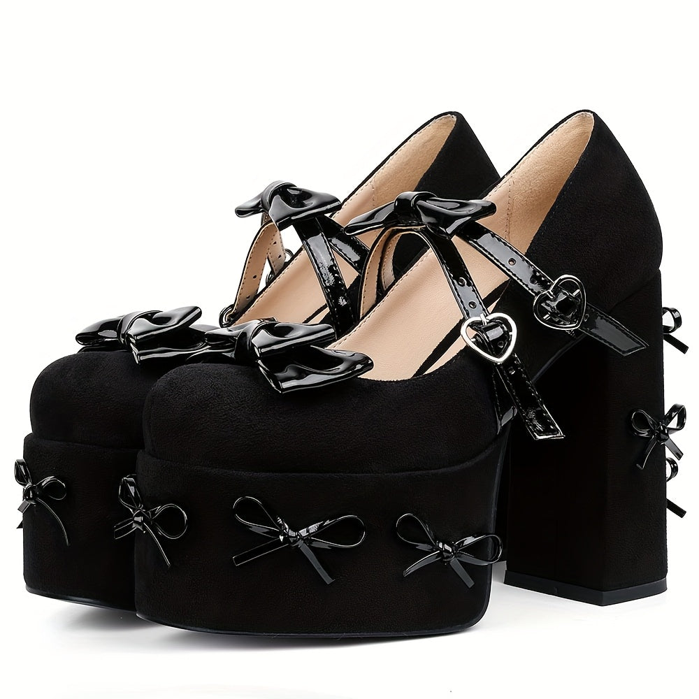 Bow Knot Platform Mary Jane Pumps