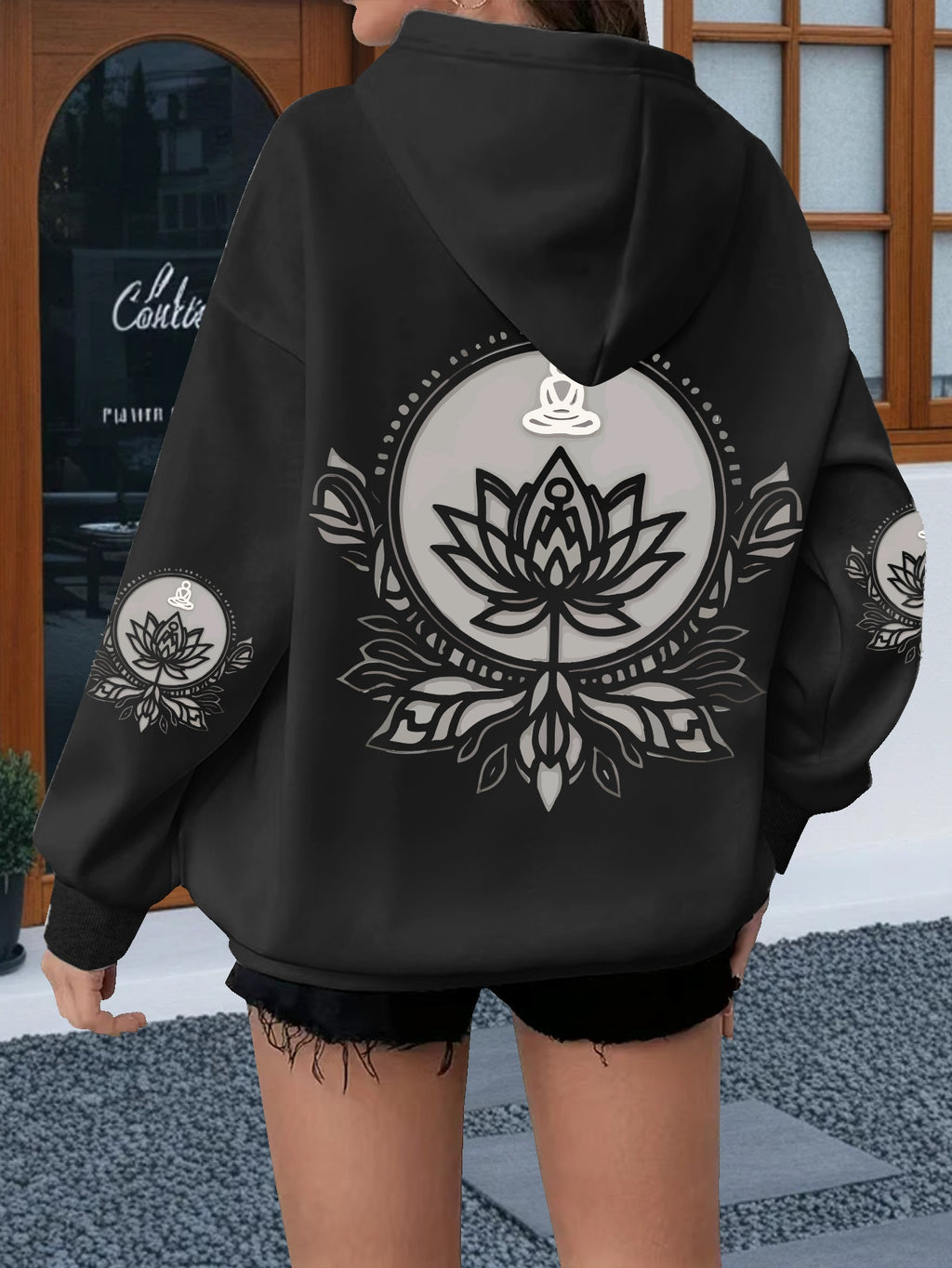 Hoodie with for Lotus Flower Graphic