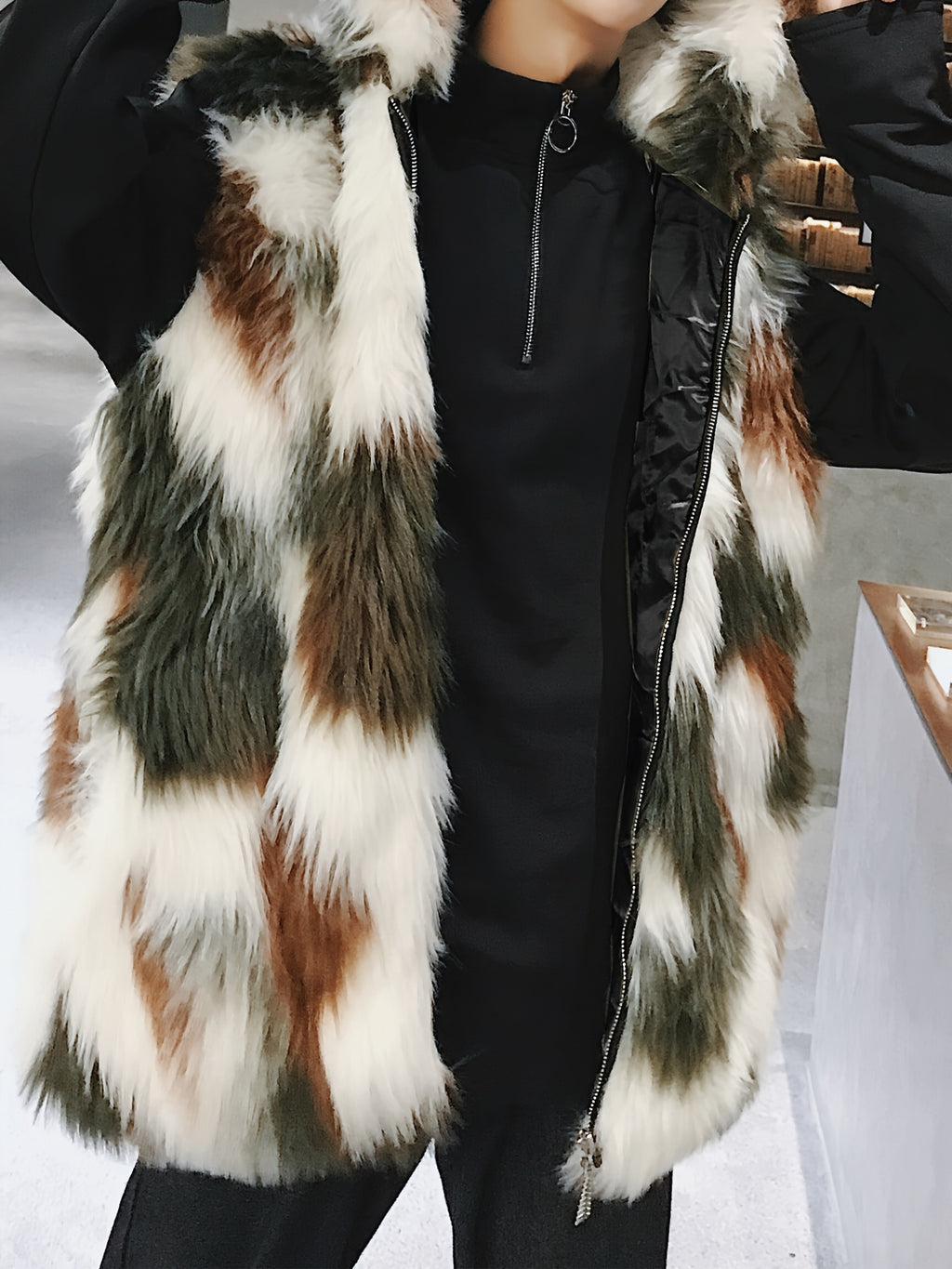 Faux Fur Hooded Vest