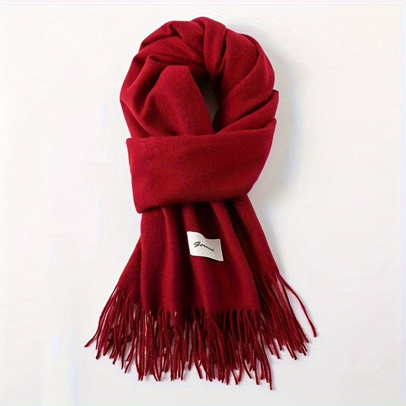 Solid Color Tassel Scarf