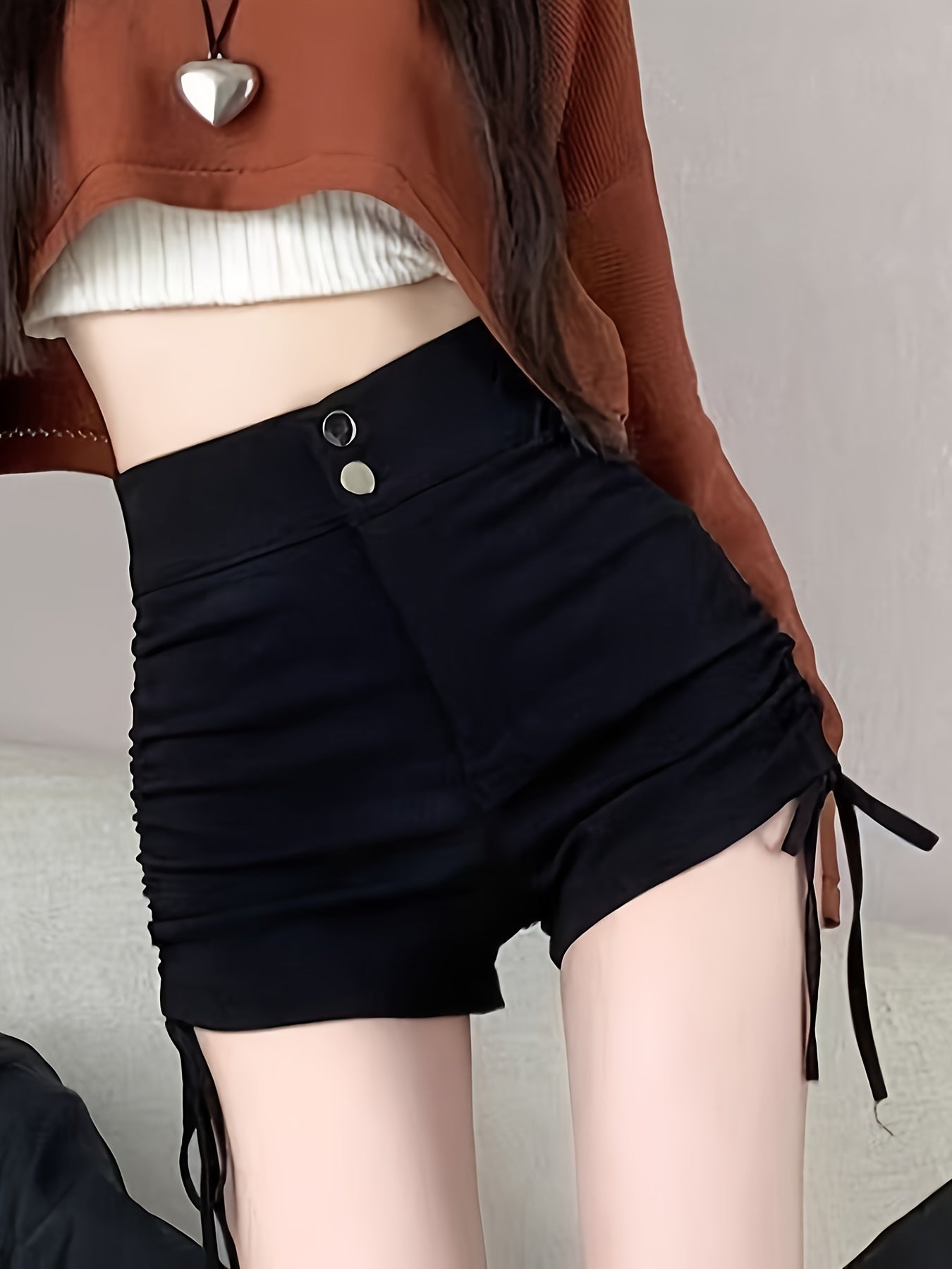 High-Waisted Drawstring Shorts