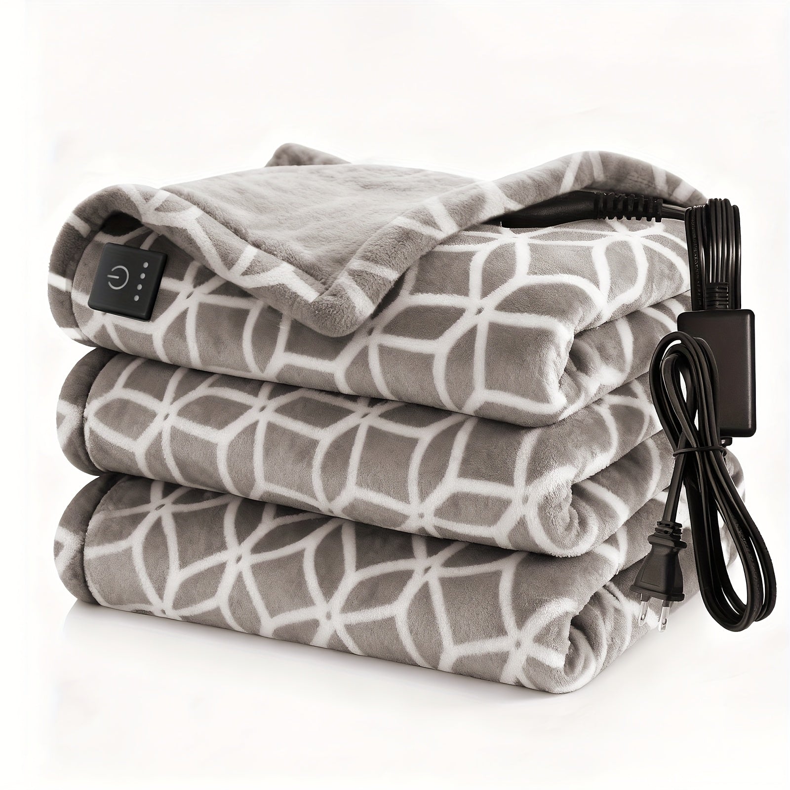 50"x60" Electric Heated Throw Blanket with Remote Control & One-Touch Operation