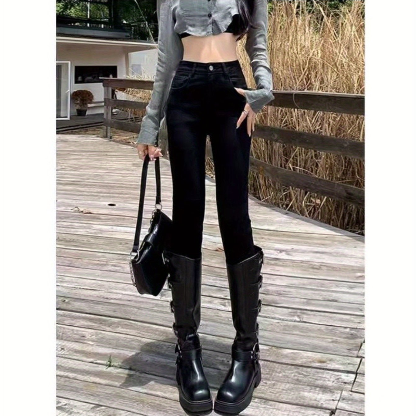 Women'S High-Waisted Vintage Jeans - Non-Belted Pants with Built-in Zipper Closure, Stretchy Wide-Leg Trousers for Casual & Formal Outfits - Retro Jeans for Women (Spring/Fall/Summer) - 2025 New Arrival, Petite Jeans for Wome