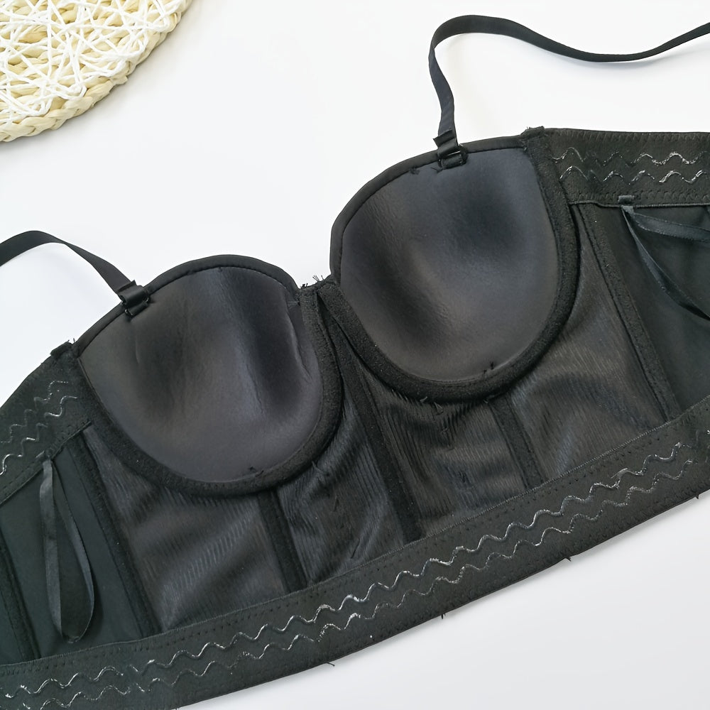 #8185 French Design Sleeveless Vest, Niche Shaping Underwear for Women, Fishbone Top with Studs and Shiny Rhinestones, Women'S Group Tightening Wrap Chest