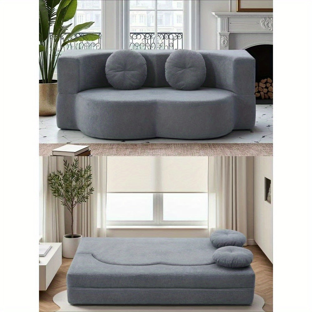 2-in-1 Convertible Folding Sofa Bed with Mattress