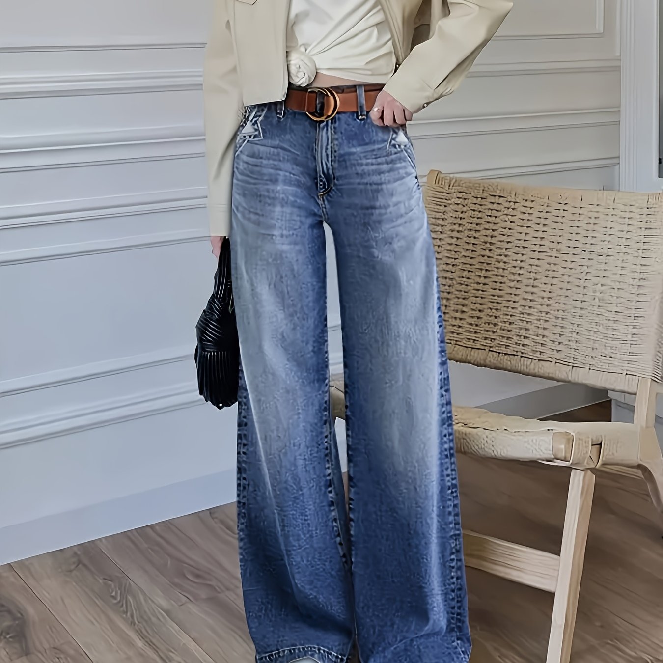 Mid-Rise Straight Leg Jeans