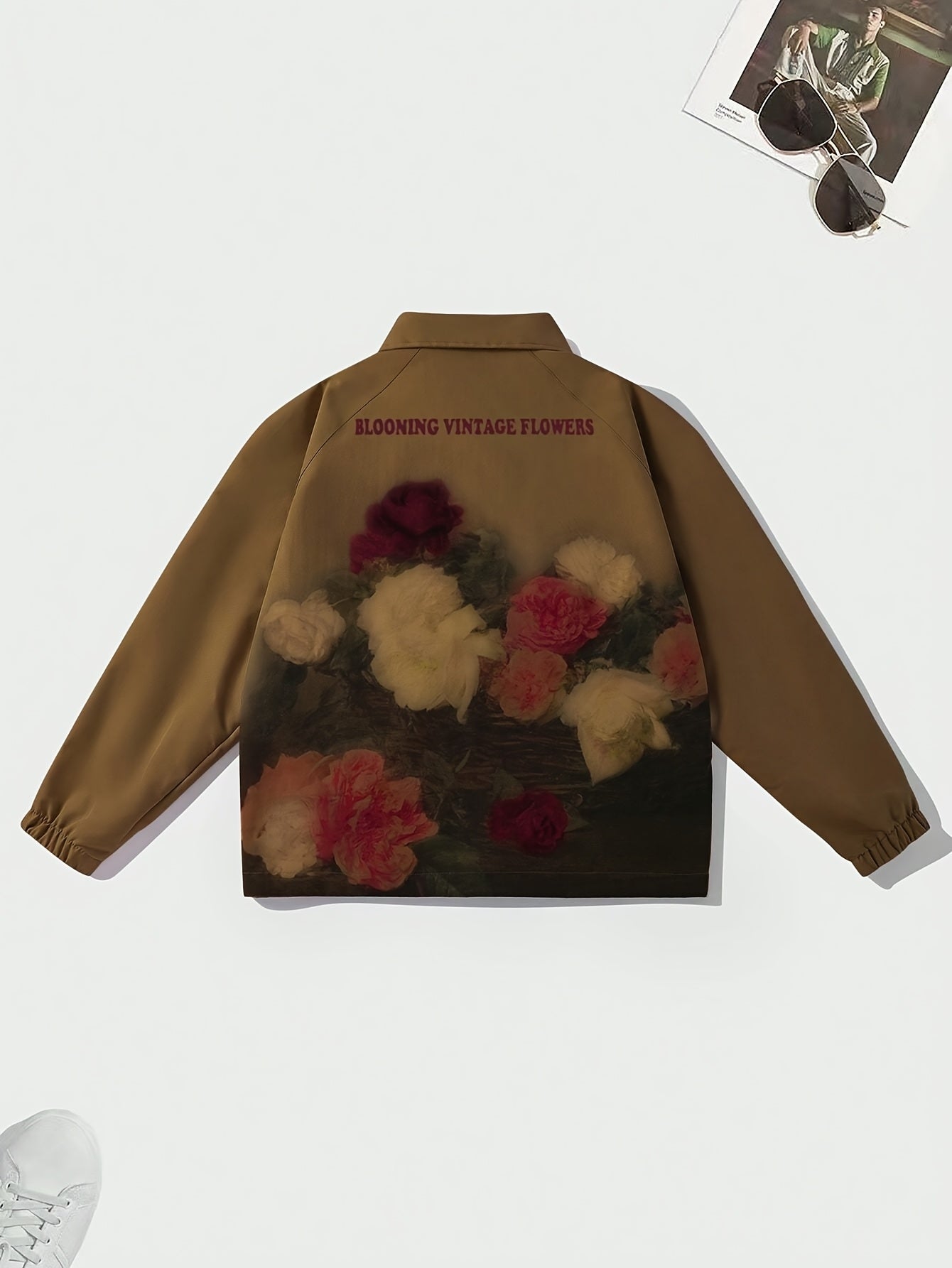 Zip-Up Rose Print Jacket